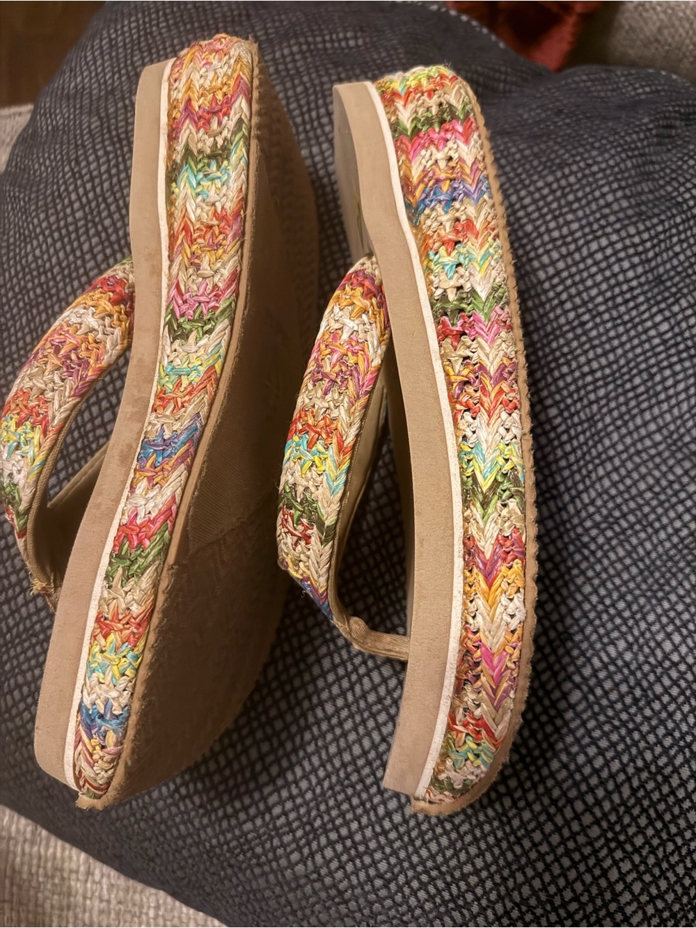 Volatile Multicolor Woven Platform Sandals